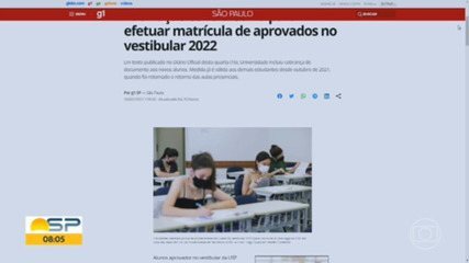 USP exige comprovante de vacinação contra Covid para efetuar matrícula de aprovados no vestibular 2022