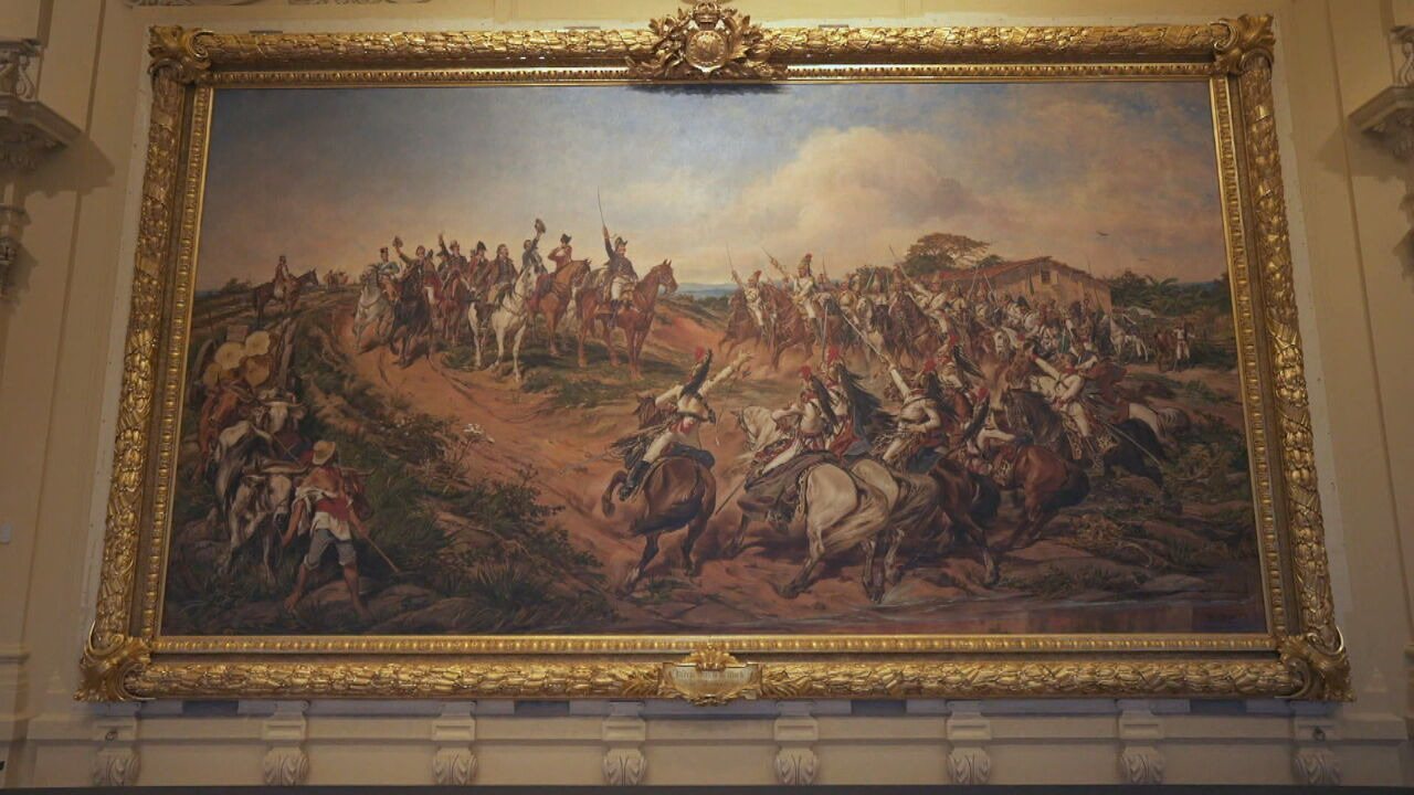 Quadro ‘Independência ou morte’, de Pedro Américo, tem 31 metros quadrados e é destaque no Museu do Ipiranga