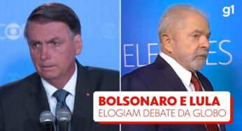 Bolsonaro elogia formato e liberdade do debate da Globo e diz que viu imparcialidade; Lula afirma que debate é 'conquista da democracia brasileira'