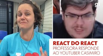 Casimiro e professora de português ‘discutem’ sobre redação do Enem; ‘tá me criticando!’, brinca youtuber | Enem 2022