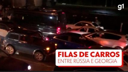 Longas filas de carro se formam na fronteira entre Rússia e Georgia