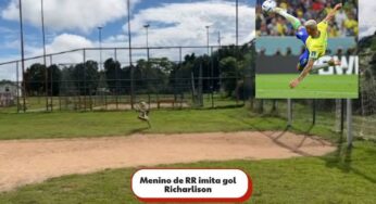'Meia Trocada', menino de RR autor de vídeos virais de futebol, refaz golaço de Richarlison na Copa