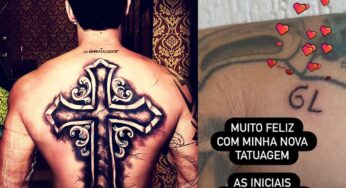 Gusttavo Lima tatua tatuador e assina iniciais de seu nome no braço do artista