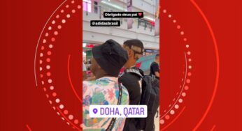 Luva de Pedreiro chega ao Catar e tira fotos com fãs no aeroporto: 'Obrigado, Deus, pai'