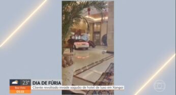 Hóspede invade hotel de luxo na China e anda pelo saguão de carro; veja vídeo
