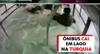 VÍDEO: Passageiros se desesperam após ônibus cair em lago na Turquia | Mundo