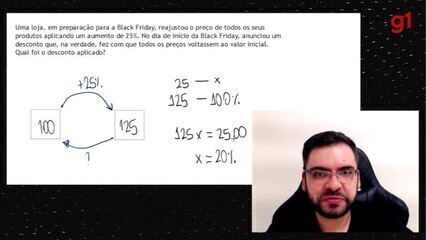 Professor explica problema matemático sobre descontos na Black Friday