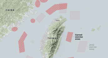 China lança exercícios militares em torno de Taiwan como ‘punição’