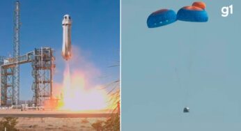 Nave da Blue Origin, de Jeff Bezos, é lançada com sucesso; empresa fez 1º voo espacial tripulado em quase 2 anos