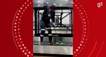 VÍDEO: Ministro de Portos e Aeroportos mostra operação de limpeza no Aeroporto Salgado Filho, em Porto Alegre